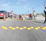 Instalan reductores de velocidad en la carretera San Fernando