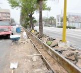 Rehabilitan cordones en el boulevard  Morelos