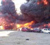 Infernal incendio en mesón federal; más de 100 vehículos calcinados en Altamira