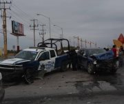 Resultan heridos 4 policías en accidente