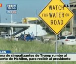 Caravana de simpatizantes de Trump rumbo al aeropuerto de McAllen, para recibir al presidente